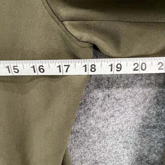 Carolina Belle Long Blazer Womens M Olive Green Snap Jacket Minimalist Corpcore - Picture 8 of 15